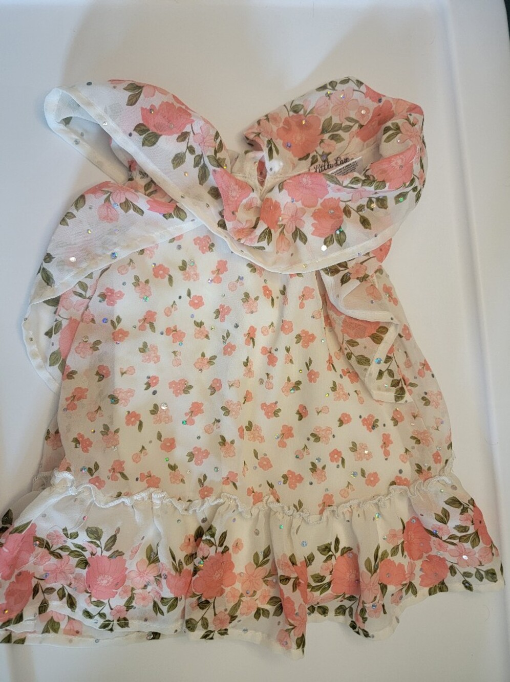 Little Lass Floral Rhinestone Ruffle Romper - Baby Girl 18M